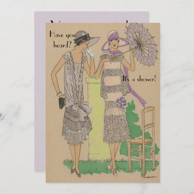 Spring Parisian Flapper Fashion Showdusche Einladung (Vorne/Hinten)