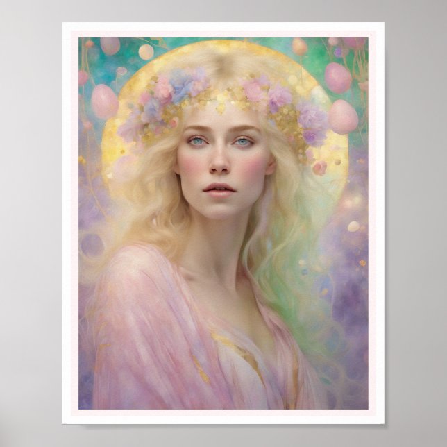 Spring Pastel Art Deco Weibliche blonde Rose Poster (Vorne)