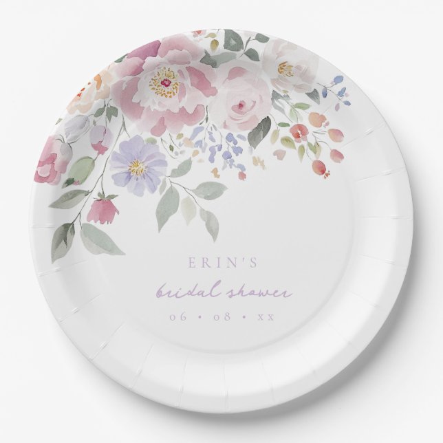 Spring Pastel Floral Brautparty Pappteller (Vorderseite)