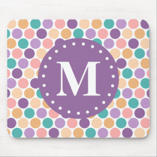 Spring Pastel Polka Dots Muster mit Monogramm Mousepad