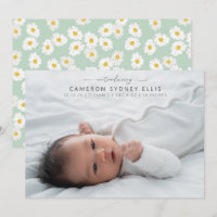 Spring Pastel Sage Green Daisies Baby Foto Birth