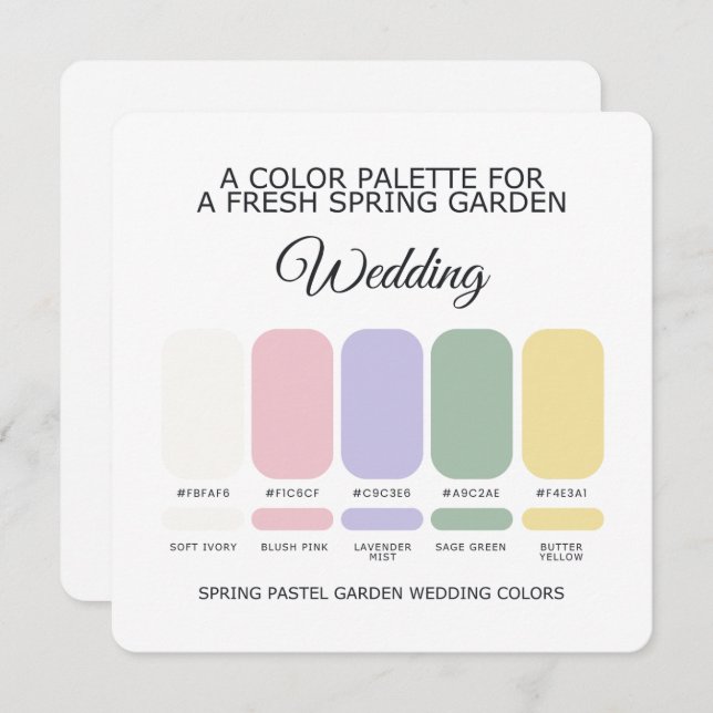Spring Pastel Wedding Color Palette Card Einladung (Vorne/Hinten)