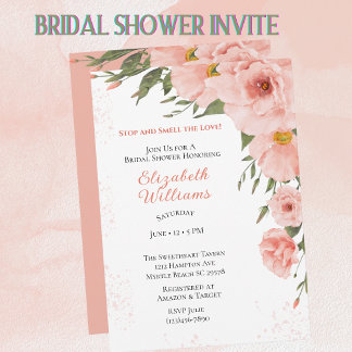 Spring Peach Floral Brautparty Einladung