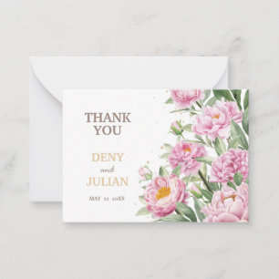 Spring Peony Romantic Vielen Dank Blume Hinweis Mitteilungskarte