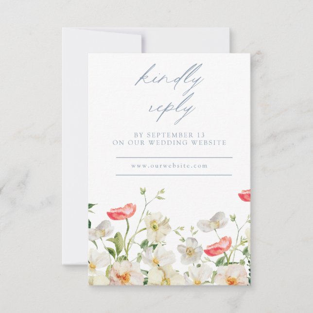 Spring Peony Watercolor Wedding Reply RSVP Card (Vorderseite)