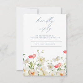 Spring Peony Watercolor Wedding Reply RSVP Card