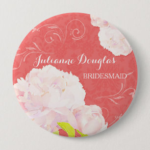 Spring Peony Wedding Bouquet Bridesmaids Button