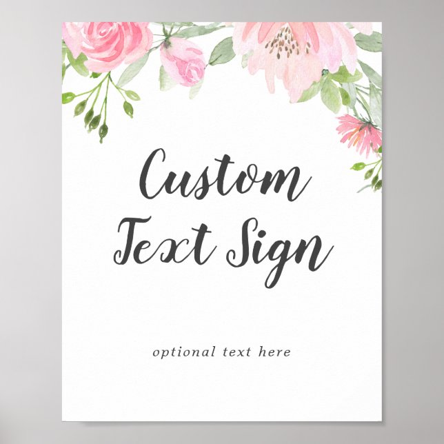 Spring Peony Wedding Custom Text Sign Poster (Vorne)