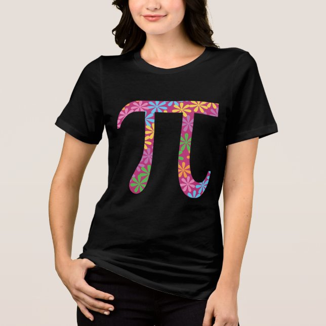 Spring Pi farbenfroher floraler Pi Symbol T - Shir Tri-Blend Shirt (Vorderseite)