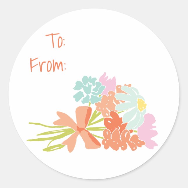 Spring Picnic Bouquet Geschenktasten Runder Aufkleber (Vorderseite)
