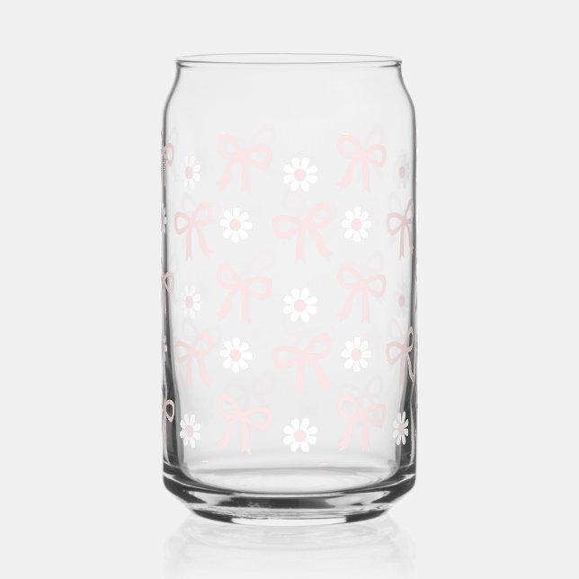 Spring Pink Bows & Daisy's Beverage Glass  Dosenglas (Vorderseite)