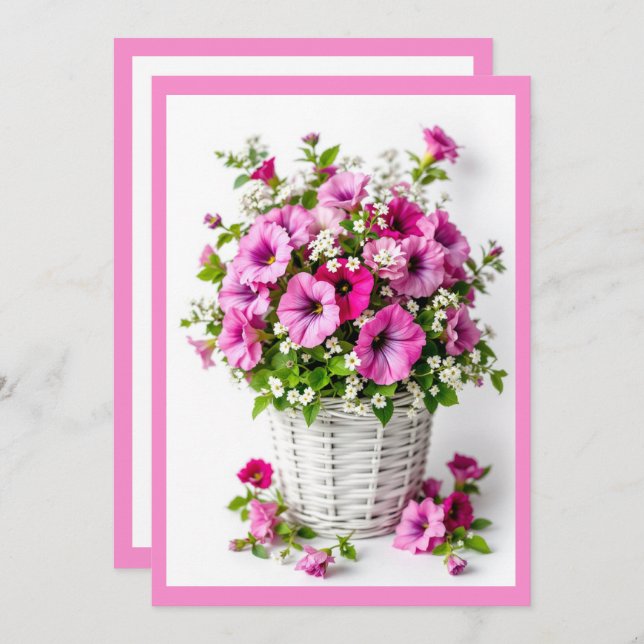 Spring Pink Petunias Personalize Party Einladung (Vorne/Hinten)