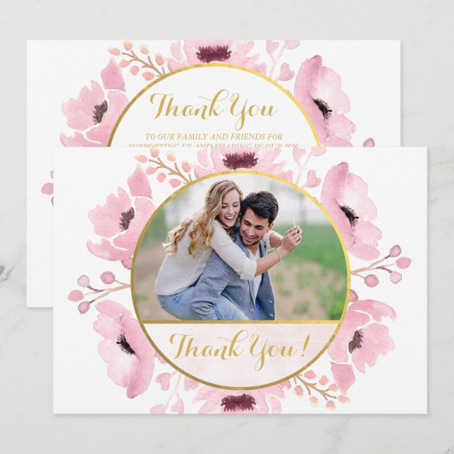 Spring Pinks Aquarellfarben Blumenzwiebelhochzeit  Einladung (Vorne/Hinten)