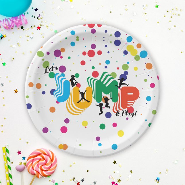 Spring Play Trampolin-Park Kindergeburtstag Pappteller (Jump Play Trampoline Park Party Kids Birthday Paper Plates)