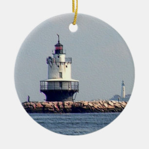 Spring Point Light und Portland Head Light Keramik Ornament