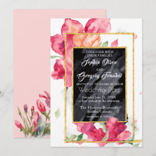 Spring Poppies Blackboard Hochzeitseinladung Einladung