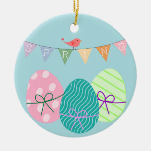 Spring powder blue Easter eggs Keramikornament