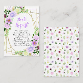 Spring Purple Floral Baby Shower Book Request Begleitkarte