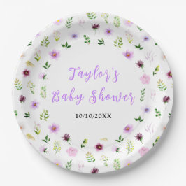 Spring Purple Floral Baby Shower Pappteller