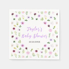 Spring Purple Floral Baby Shower Serviette