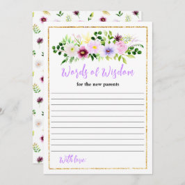 Spring Purple Floral Baby Shower Words Of Wisdom Einladung