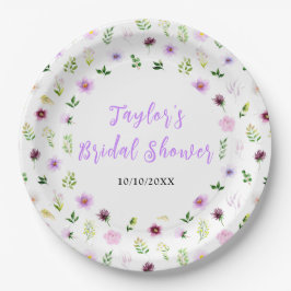 Spring Purple Floral Bridal Shower Pappteller