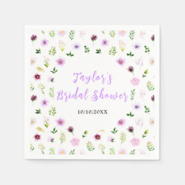 Spring Purple Floral Bridal Shower Serviette