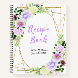 Spring Purple Floral Recipe Book Notizbuch