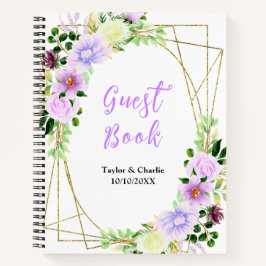 Spring Purple Floral Wedding Guest Book Notizbuch