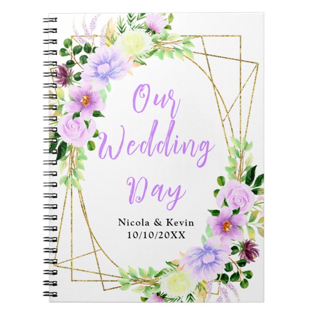 Spring Purple Floral Wedding Planner Notizblock (Vorderseite)
