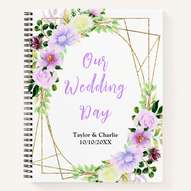 Spring Purple Floral Wedding Planner Notizbuch (Vorderseite)