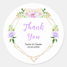 Spring Purple Floral Wedding Thank You Runder Aufkleber