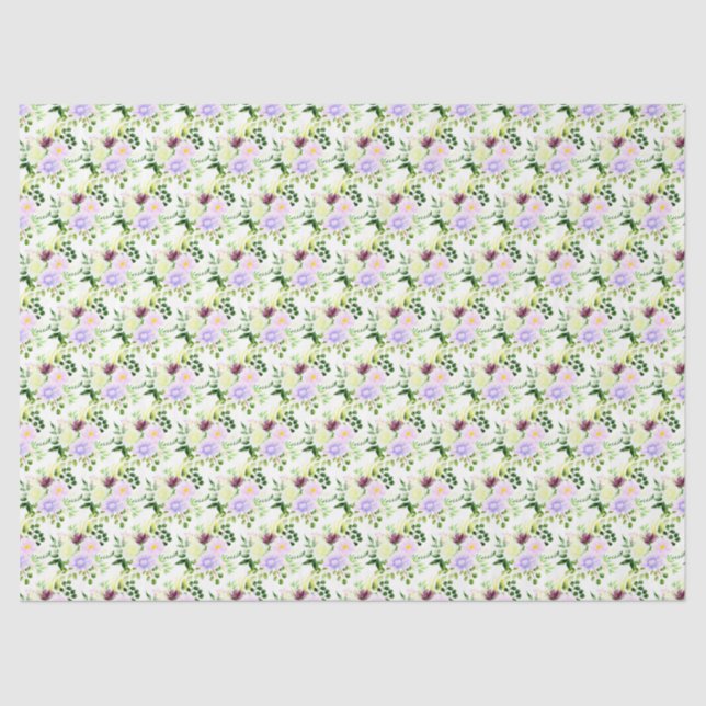 Spring Purple Flowers with Foliage Seidenpapier (Vorderseite)