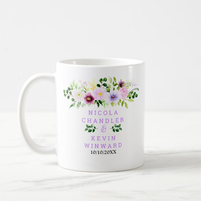 Spring Purple Flowers with Foliage Wedding Kaffeetasse (Links)
