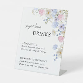 Spring Purple Pink Wildflowers Wedding Bar Menu Sockelschild