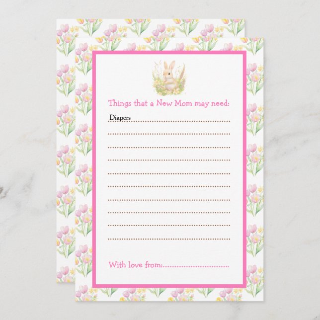 Spring Rabbit Baby Dusche Einladung (Vorne/Hinten)