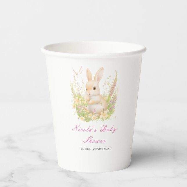 Spring Rabbit Baby Dusche Pappbecher (Rückseite)