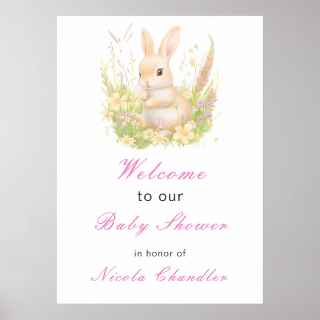 Spring Rabbit Baby Dusche Poster (Vorne)