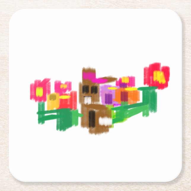 Spring Rabbit Rechteckiger Pappuntersetzer (Vorderseite)