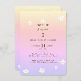 Spring Rainbow White Daisies Girl Birthday Party Einladung