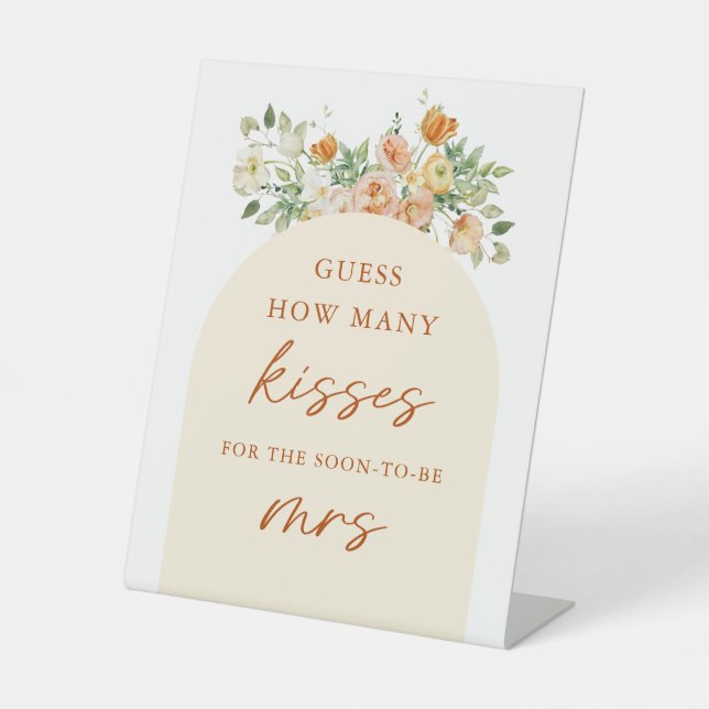 Spring rät wie viele Kisses Brautparty Game Sockelschild (Vorderseite)