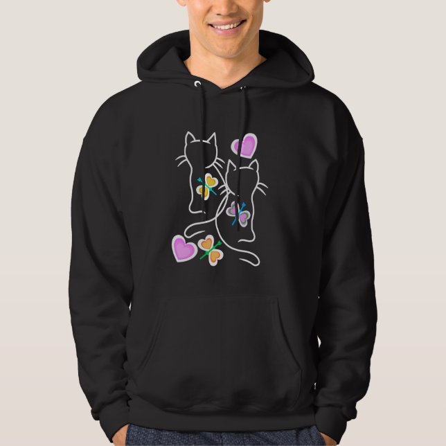 Spring Retro Cats 80er 90s Kittens Butterflies Chi Hoodie (Vorderseite)