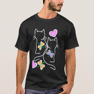 Spring Retro Cats 80er 90s Kittens Butterflies Chi T-Shirt