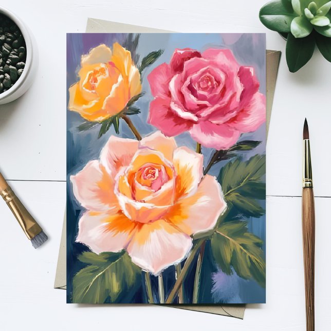 Spring Roses | Floral Watercolor Painting Flower Postkarte (Von Creator hochgeladen)