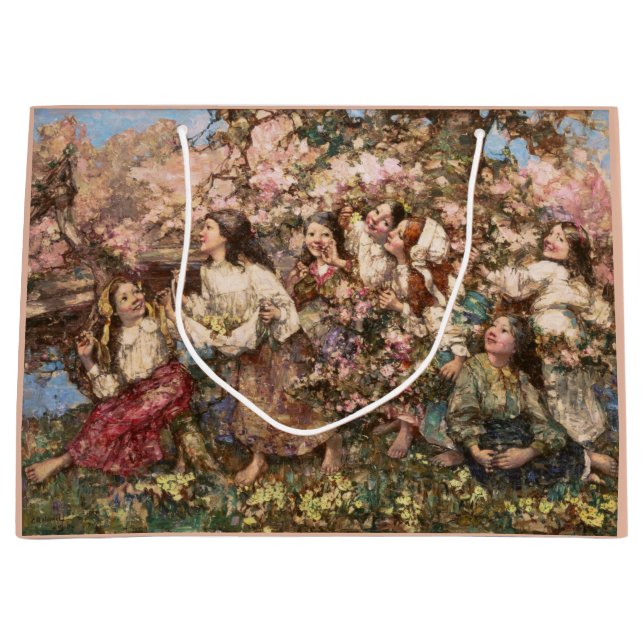 Spring Roundelay (von Edward Atkinson Hornel) Große Geschenktüte (Vorderseite)