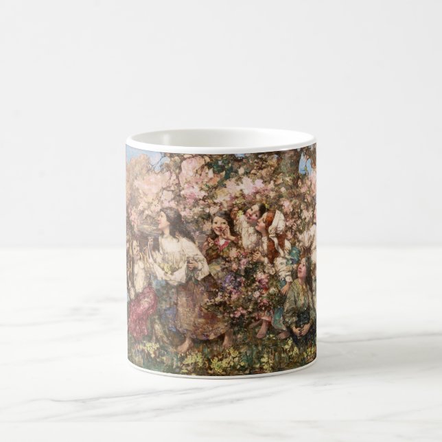 Spring Roundelay (von Edward Atkinson Hornel) Kaffeetasse (Mittel)