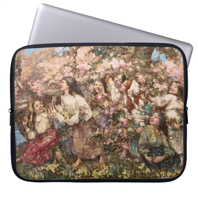 Spring Roundelay (von Edward Atkinson Hornel) Laptopschutzhülle (Vorderseite)