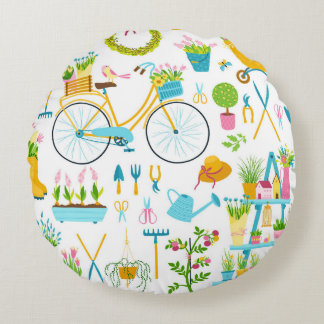 Spring seamless pattern in simple hand-drawn carto rundes kissen