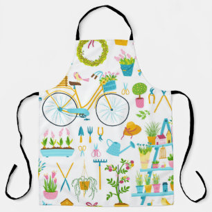 Spring seamless pattern in simple hand-drawn carto schürze