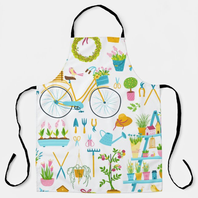 Spring seamless pattern in simple hand-drawn carto schürze (Vorderseite)